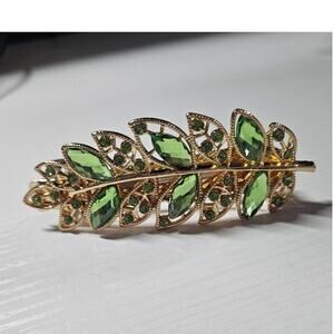 NEW! Gorgeous Twee Whimsical Fairy Green Rhinestone Leaf Hair Clip Barrette